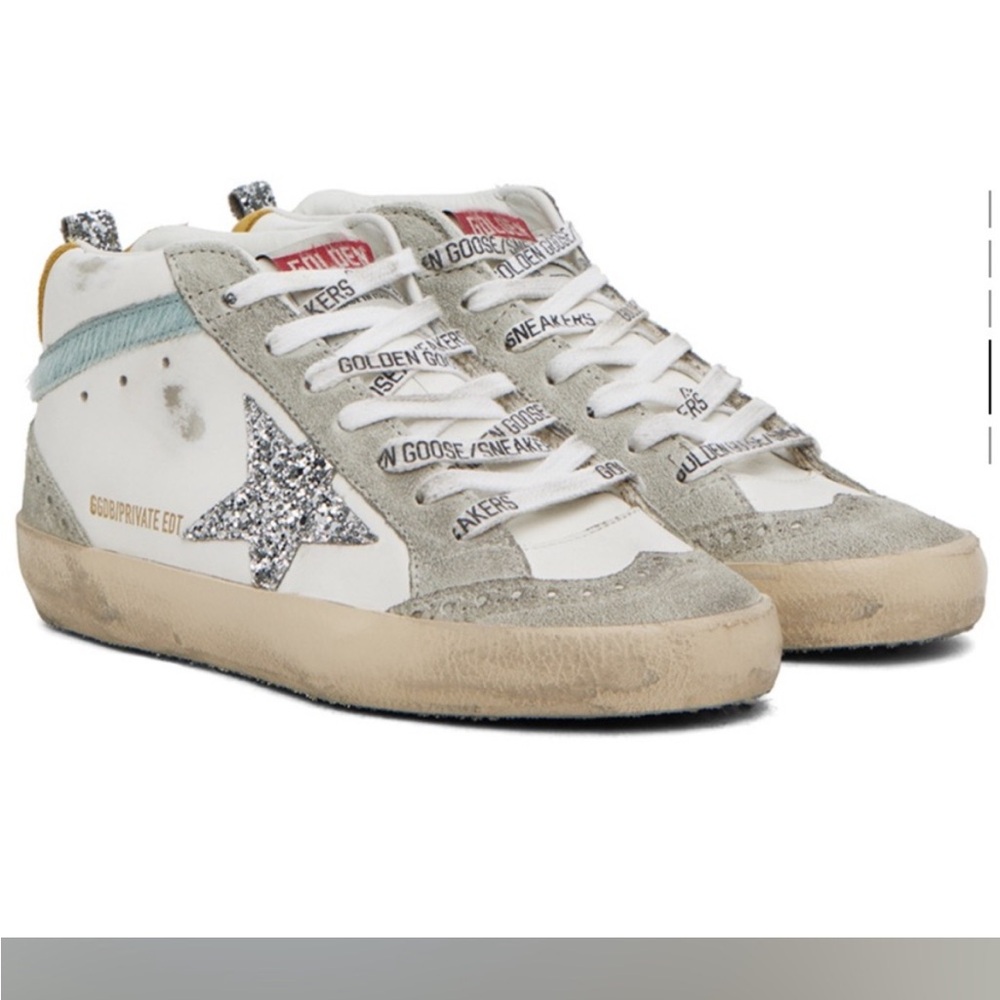 *Limited Edition* Golden Goose Mid Star Sneaker White Silver Blue with dustbag